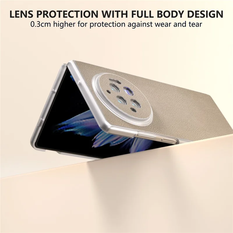 Obudowa do vivo X Fold3, etui ochronne ze skóry i tworzywa PC z antypoślizgowym uchwytem - złote