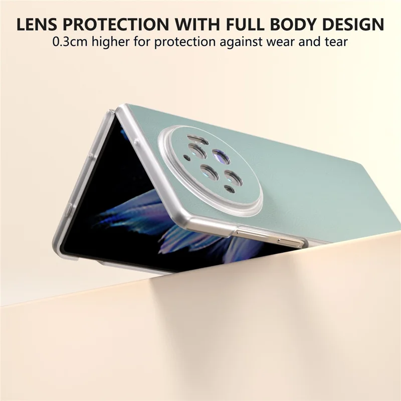 Für vivo X Fold3 Hülle Anti-Rutsch-Griff Schützende Leder+PC-Handyhülle - Baby Blau