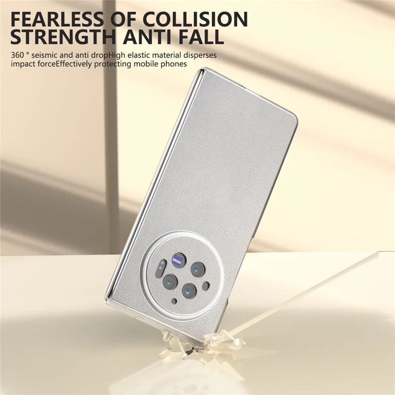 For vivo X Fold3 Case Anti-slip Grip Protective Leather+PC Phone Cover - Silver