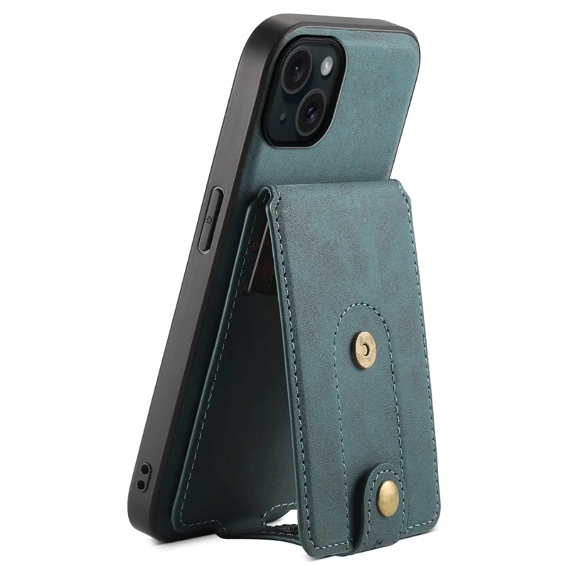 DENIOR D14 For iPhone 15 Plus Magnetic Case Detachable 2-in-1 Design Leather Retro Back Cover - Blue