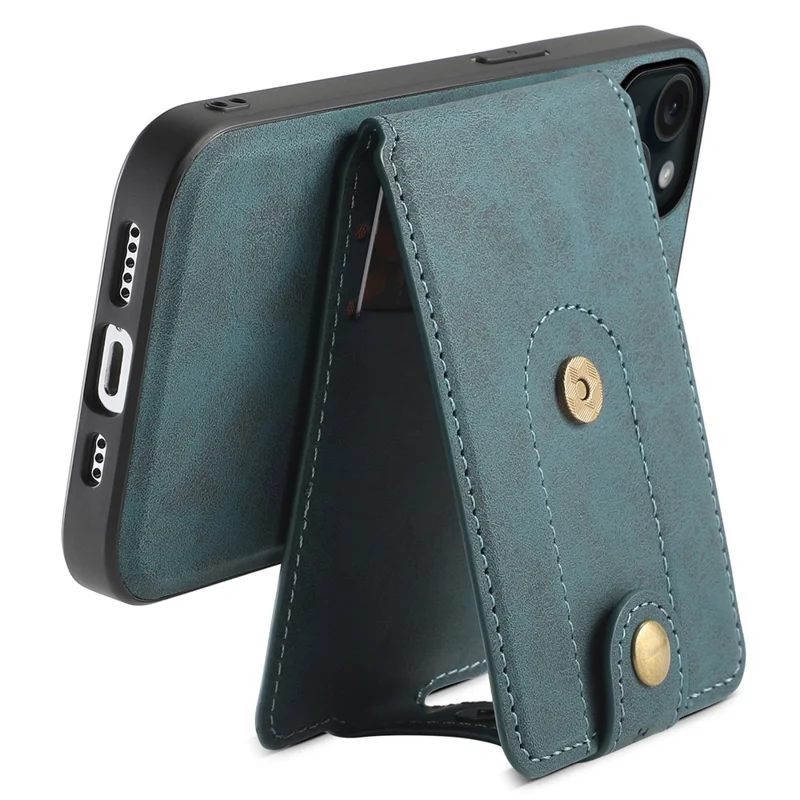 DENIOR D14 For iPhone 15 Plus Magnetic Case Detachable 2-in-1 Design Leather Retro Back Cover - Blue