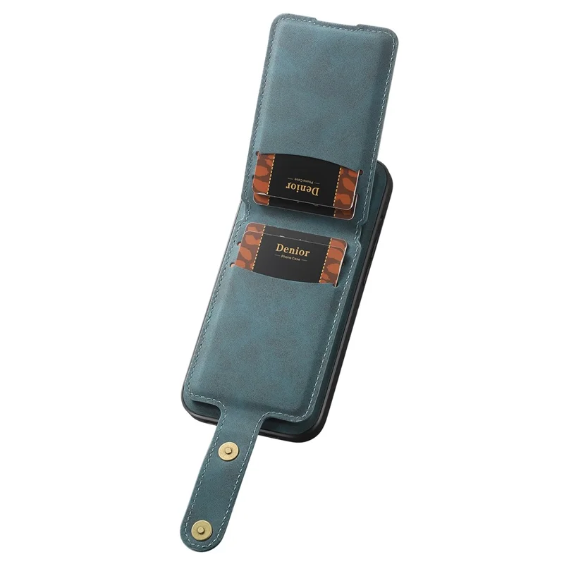 DENIOR D14 For iPhone 15 Plus Magnetic Case Detachable 2-in-1 Design Leather Retro Back Cover - Blue