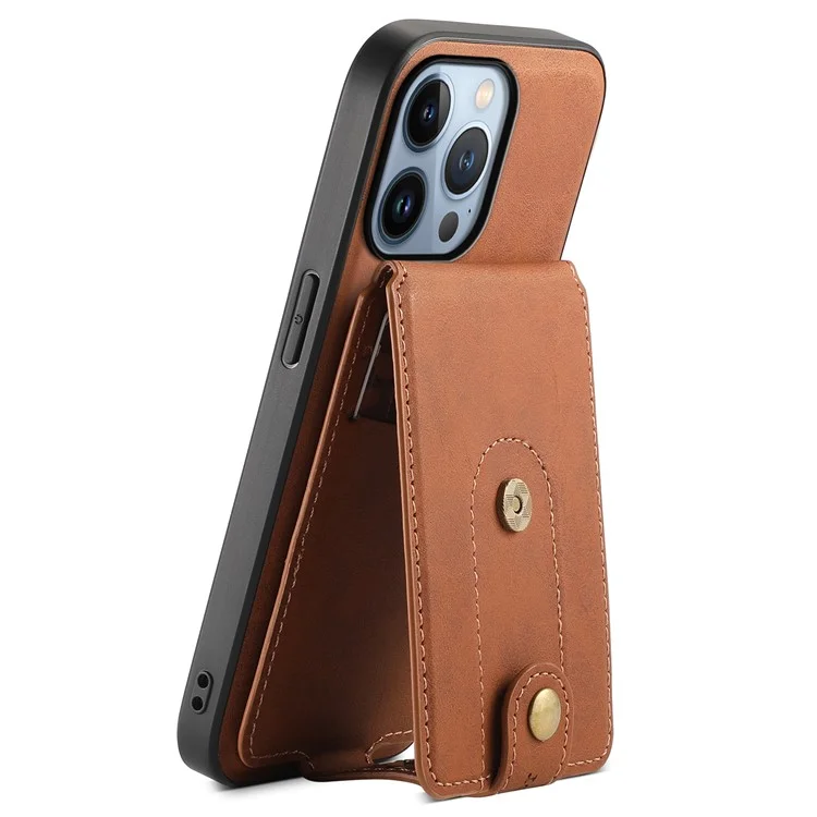 DENIOR D14 Capa para iPhone 13 Pro Compatível com MagSafe Couro Suporte Cartão Slots Capa Traseira - Marrom