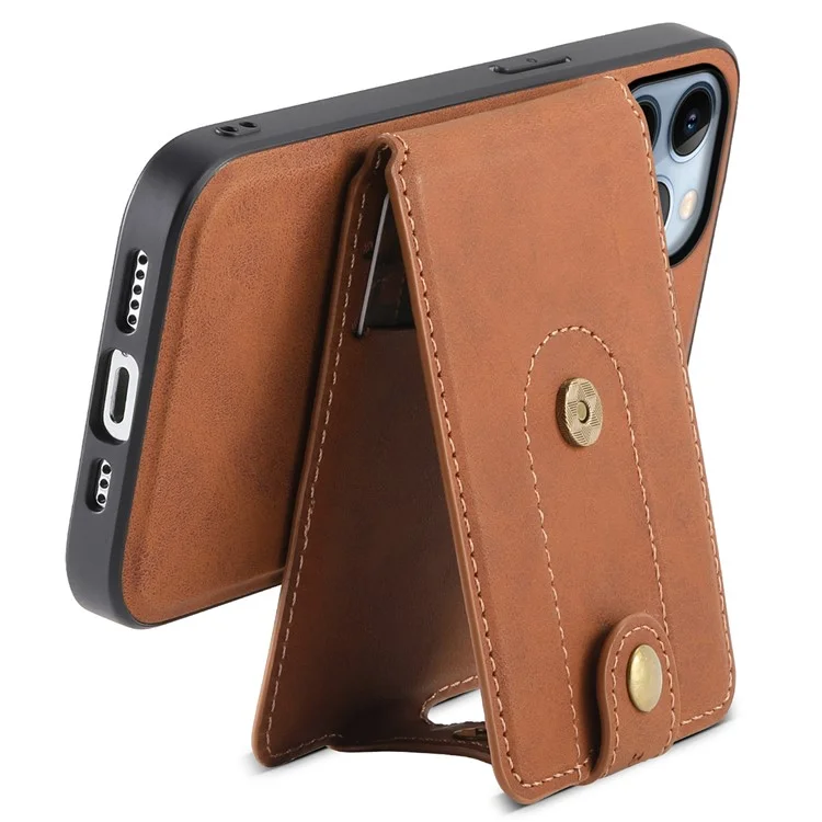 DENIOR D14 Capa para iPhone 13 Pro Compatível com MagSafe Couro Suporte Cartão Slots Capa Traseira - Marrom