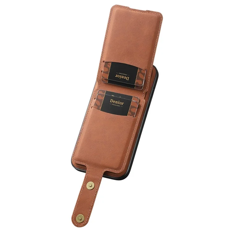 DENIOR D14 Capa para iPhone 13 Pro Compatível com MagSafe Couro Suporte Cartão Slots Capa Traseira - Marrom