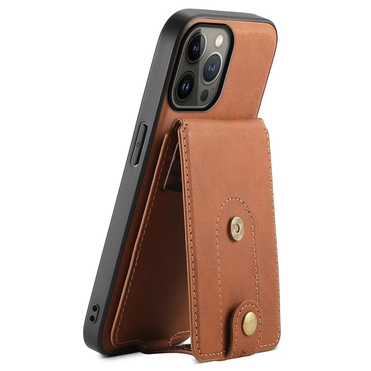 DENIOR D14 For iPhone 13 Pro Max Magnetic Case 2 in 1 Detachable Leather+PC+TPU Phone Cover - Brown
