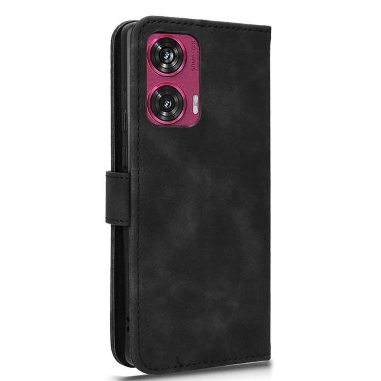 Para Motorola Edge 50 Fusion 5G Capa de Couro Protetora Slots para Cartões Carteira Capa de Telefone - Preto