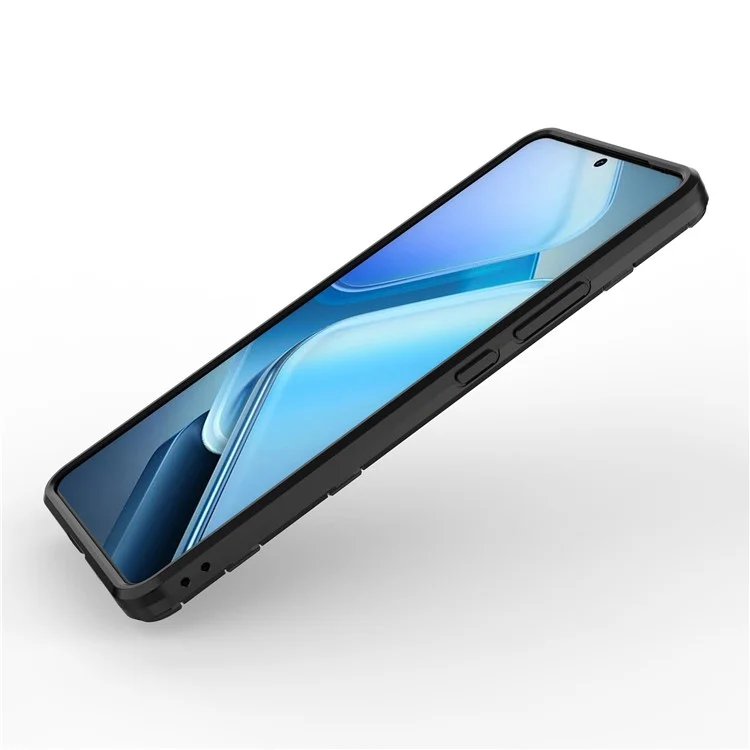 Для vivo iQOO Z9 Turbo 5G Case PC+TPU Противоударный Против Царапин Чехол с Подставкой - Черный