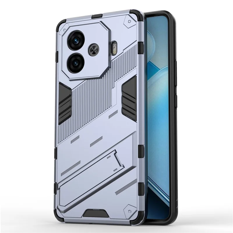 Cover per vivo iQOO Z9 Turbo 5G in PC+TPU Antiurto Antigraffio con Supporto - Grigio