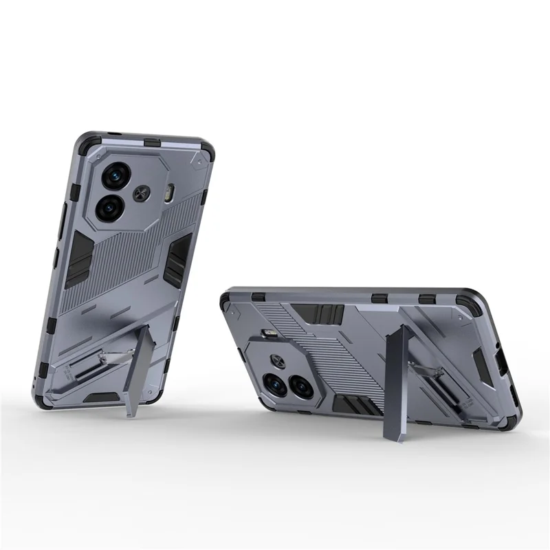 Cover per vivo iQOO Z9 Turbo 5G in PC+TPU Antiurto Antigraffio con Supporto - Grigio