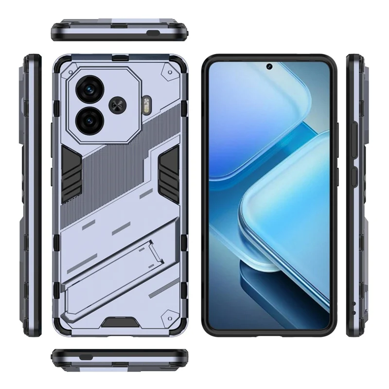 Cover per vivo iQOO Z9 Turbo 5G in PC+TPU Antiurto Antigraffio con Supporto - Grigio