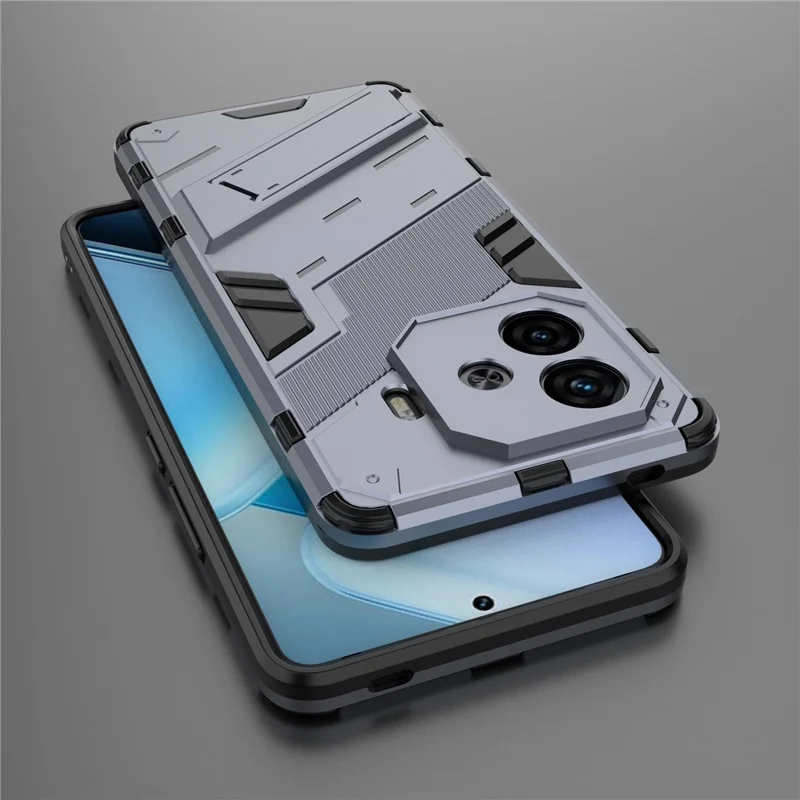 Cover per vivo iQOO Z9 Turbo 5G in PC+TPU Antiurto Antigraffio con Supporto - Grigio