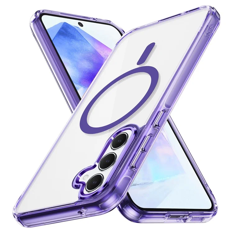 For Samsung Galaxy A55 5G Case Compatible with MagSafe TPU+PC Clear Phone Cover - Purple