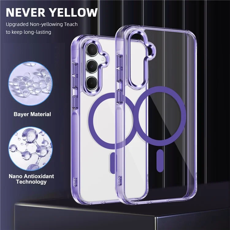 For Samsung Galaxy A55 5G Case Compatible with MagSafe TPU+PC Clear Phone Cover - Purple