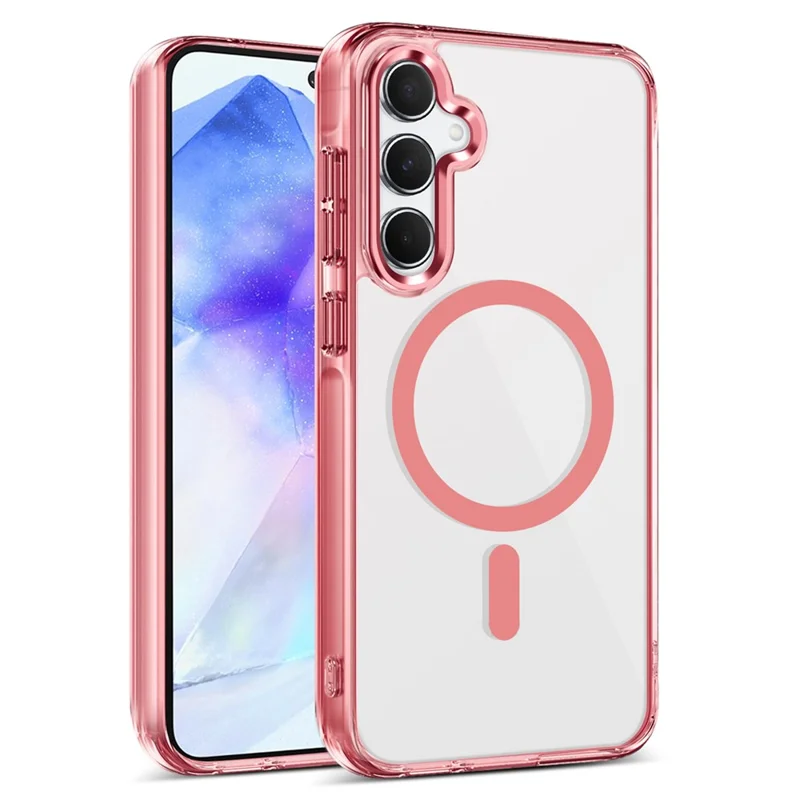 For Samsung Galaxy A55 5G Case Magnetic Case TPU+PC Clear Phone Cover - Pink