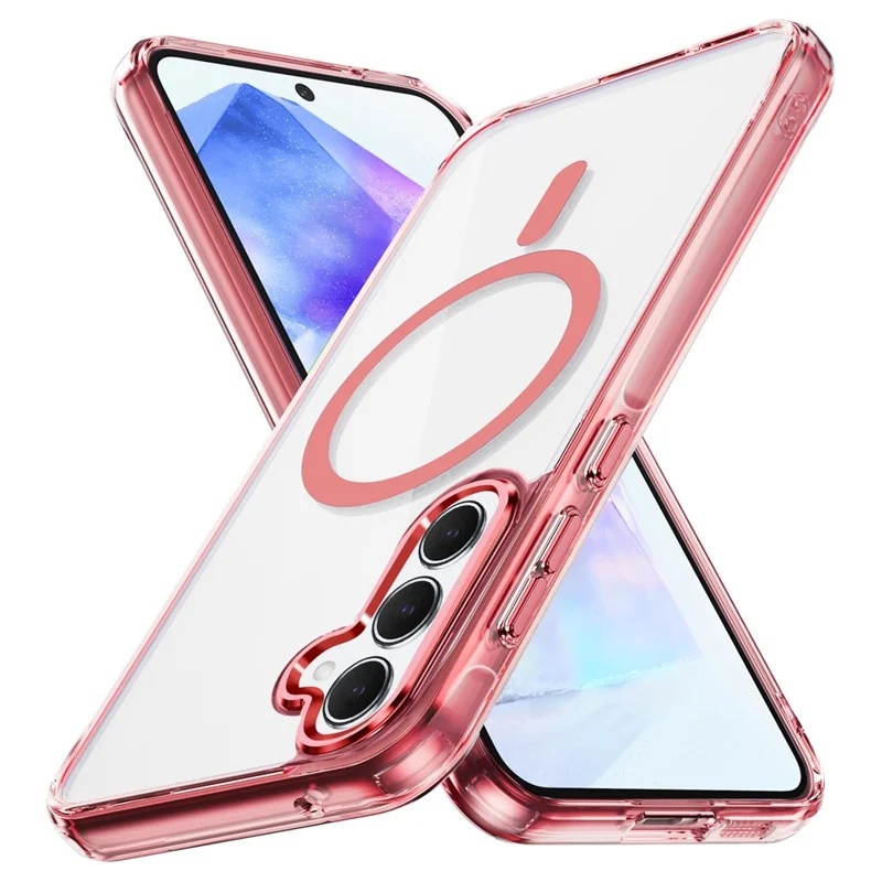 For Samsung Galaxy A55 5G Case Magnetic Case TPU+PC Clear Phone Cover - Pink