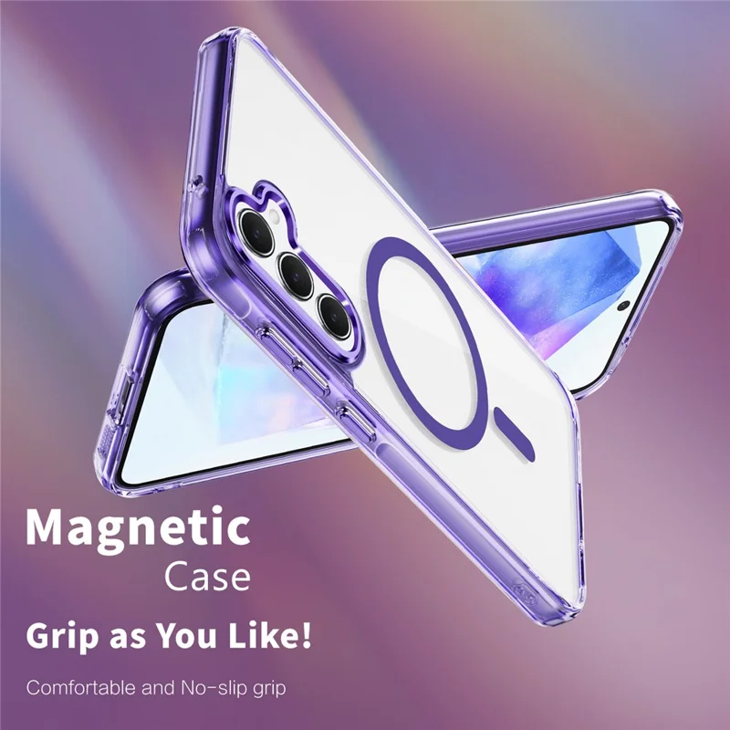 For Samsung Galaxy A55 5G Case Magnetic Case TPU+PC Clear Phone Cover - Pink