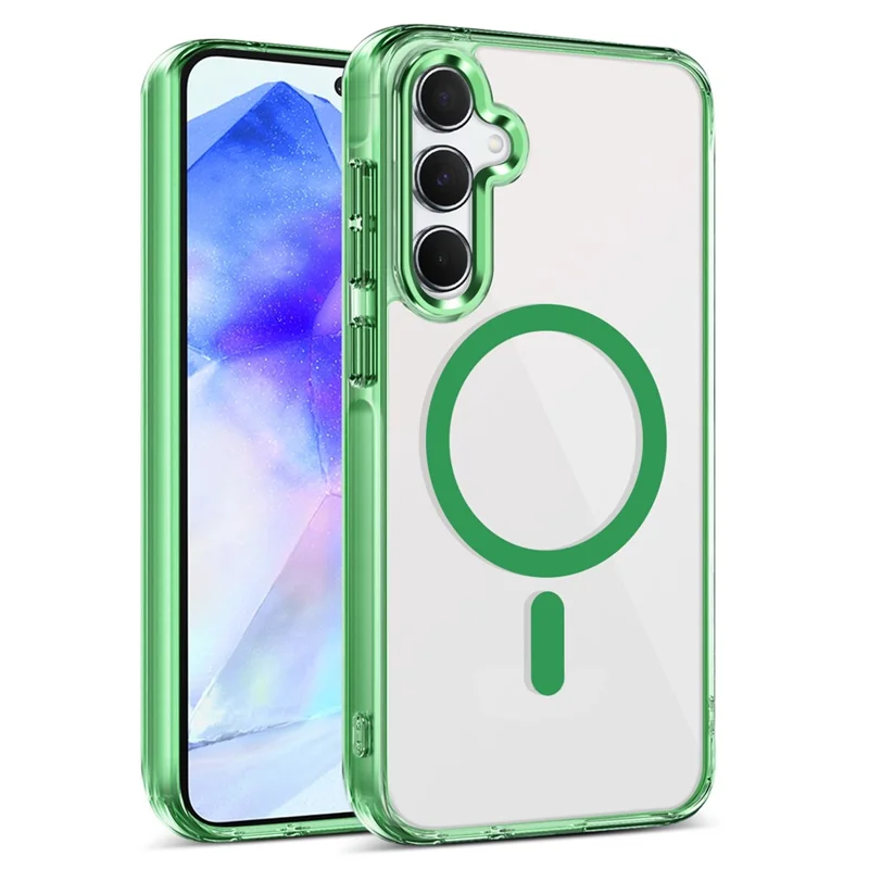 For Samsung Galaxy A55 5G Case Magnetic Case TPU+PC Clear Phone Cover - Green