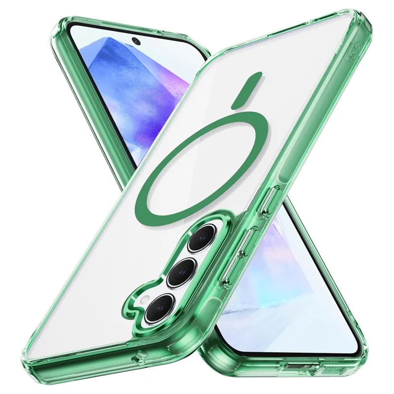 For Samsung Galaxy A55 5G Case Magnetic Case TPU+PC Clear Phone Cover - Green