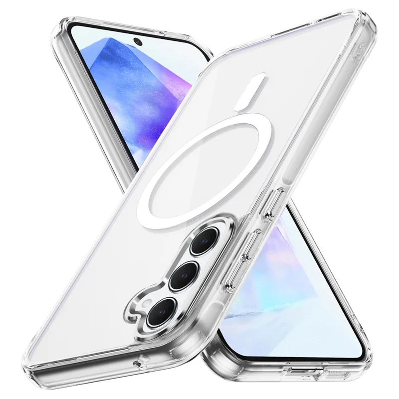 For Samsung Galaxy A55 5G Case Magnetic Case TPU+PC Clear Phone Cover - Transparent