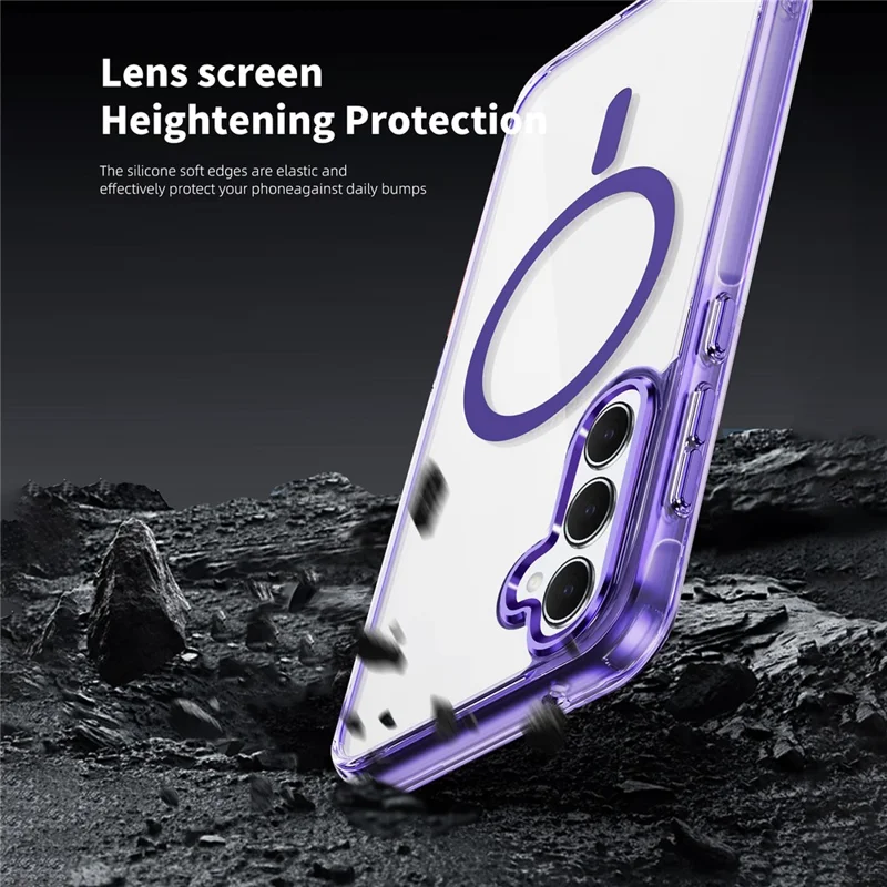 For Samsung Galaxy A55 5G Case Magnetic Case TPU+PC Clear Phone Cover - Transparent