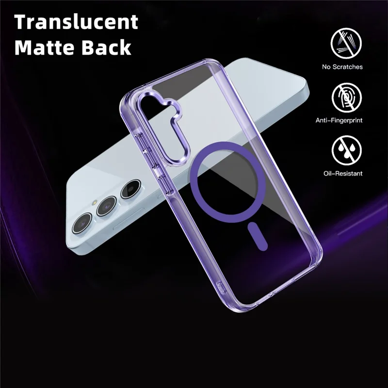 For Samsung Galaxy A55 5G Case Magnetic Case TPU+PC Clear Phone Cover - Transparent