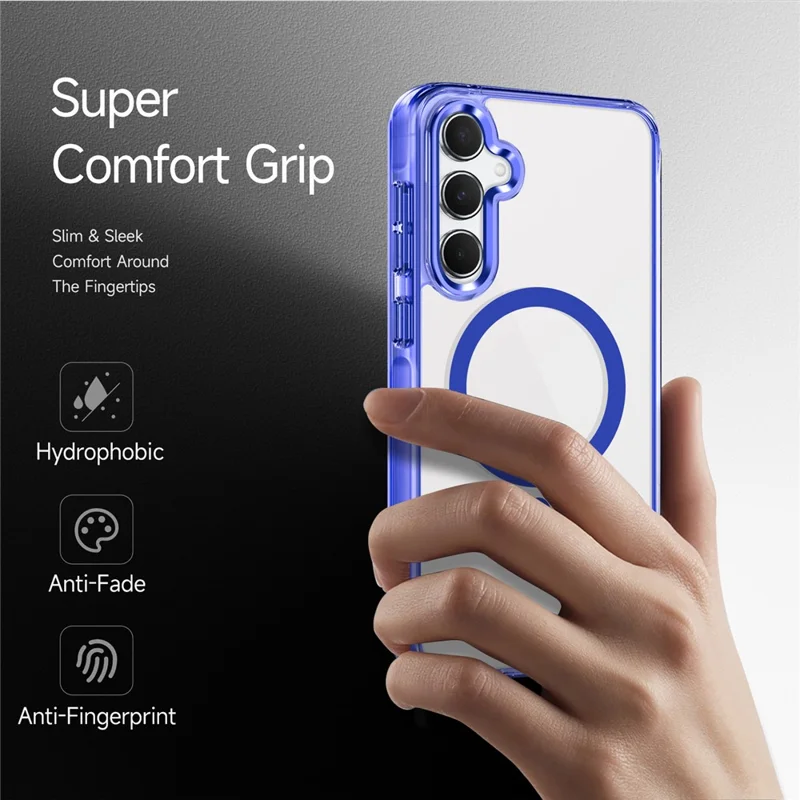 For Samsung Galaxy A35 5G Magnetic Phone Case TPU Frame Clear PC Back Cover - Baby Blue