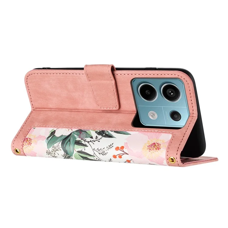 Para Xiaomi Redmi Note 13 Pro 5G / Poco X6 5G Funda Anticorrosión de Piel de PU con Tarjetero - Rosa