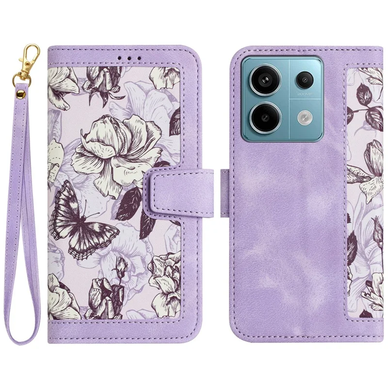 Für Xiaomi Redmi Note 13 Pro 5G / Poco X6 5G Hülle Anti-Kratzer PU-Leder Handyhülle mit Kartenfach - Hellviolett