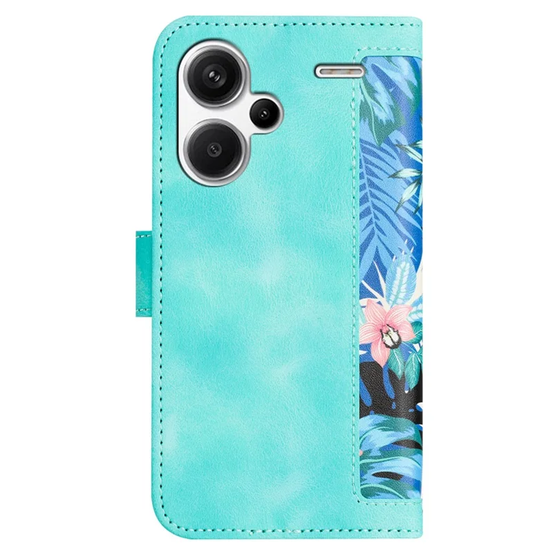 For Xiaomi Redmi Note 13 Pro+ 5G Case PU Leather Flower Pattern Wallet Style Flip Phone Cover - Green