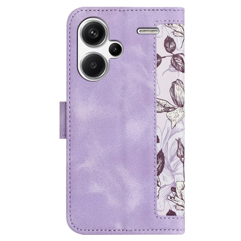 For Xiaomi Redmi Note 13 Pro+ 5G Case PU Leather Flower Pattern Wallet Style Flip Phone Cover - Light Purple