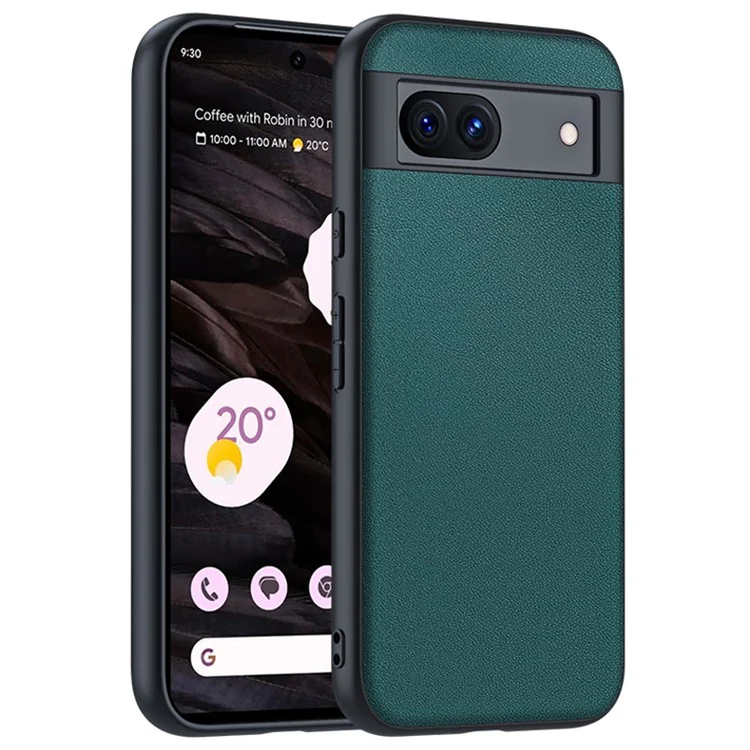 For Google Pixel 8a Case Ultra-Thin PU Leather Coated PC Phone Back Cover - Green