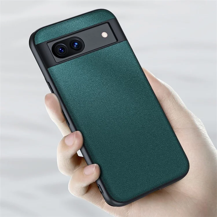 For Google Pixel 8a Case Ultra-Thin PU Leather Coated PC Phone Back Cover - Green