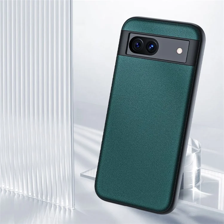 For Google Pixel 8a Case Ultra-Thin PU Leather Coated PC Phone Back Cover - Green