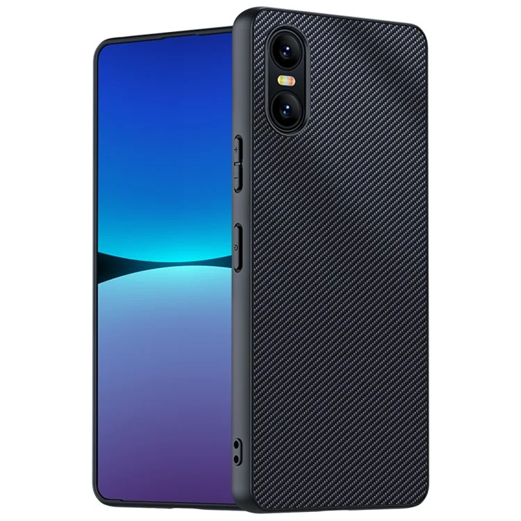 For Sony Xperia 10 VI Case Carbon Fiber Texture Ultra Slim Phone Cover -  Black