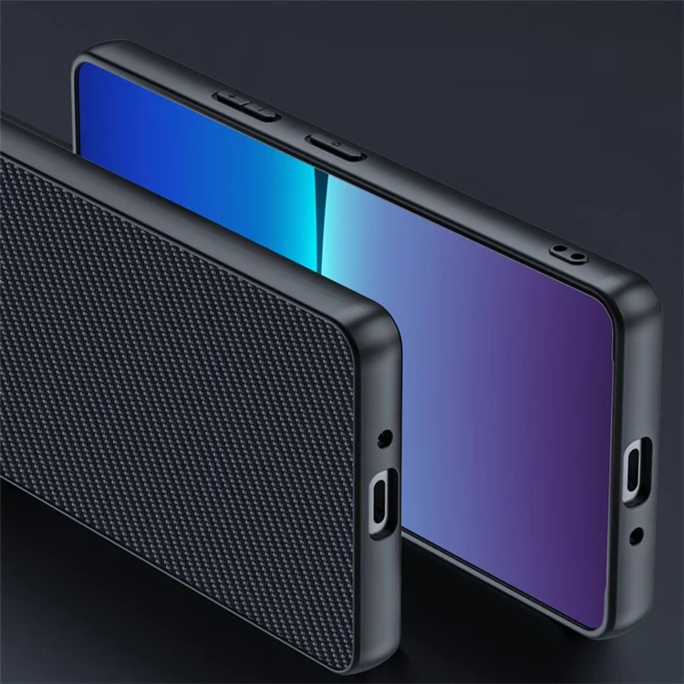 For Sony Xperia 10 VI Case Carbon Fiber Texture Ultra Slim Phone Cover -  Black