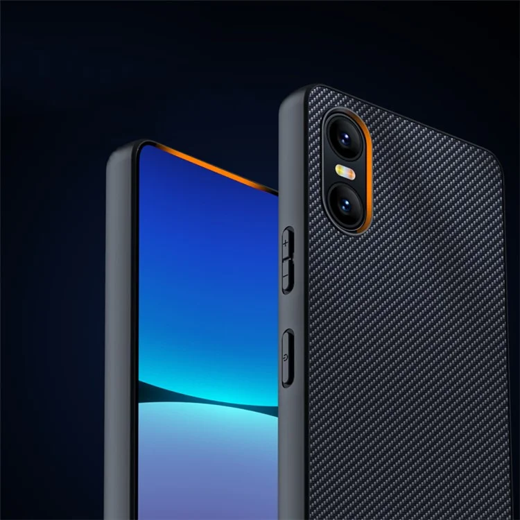 For Sony Xperia 10 VI Case Carbon Fiber Texture Ultra Slim Phone Cover -  Black
