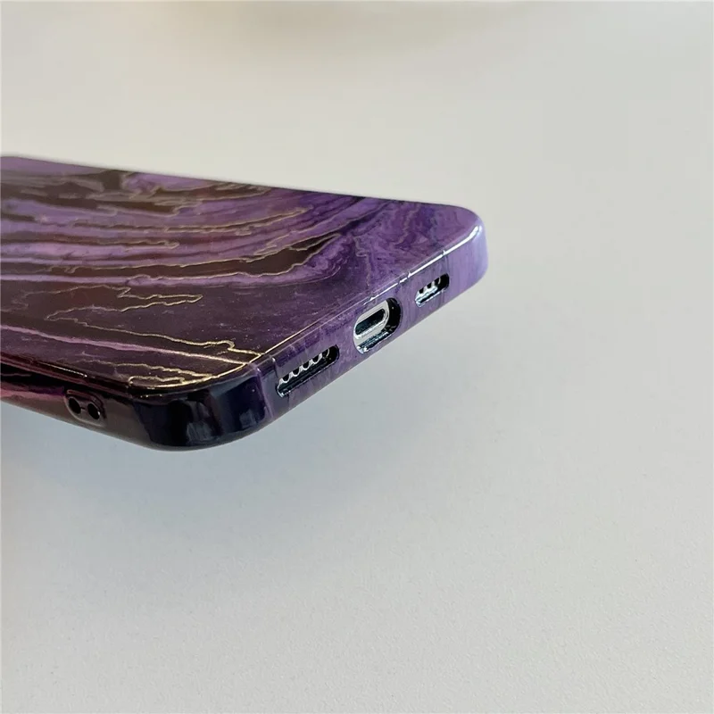 ARU Pour iPhone 14 Pro Coque de protection en TPU avec impression par transfert d'eau - Violet foncé