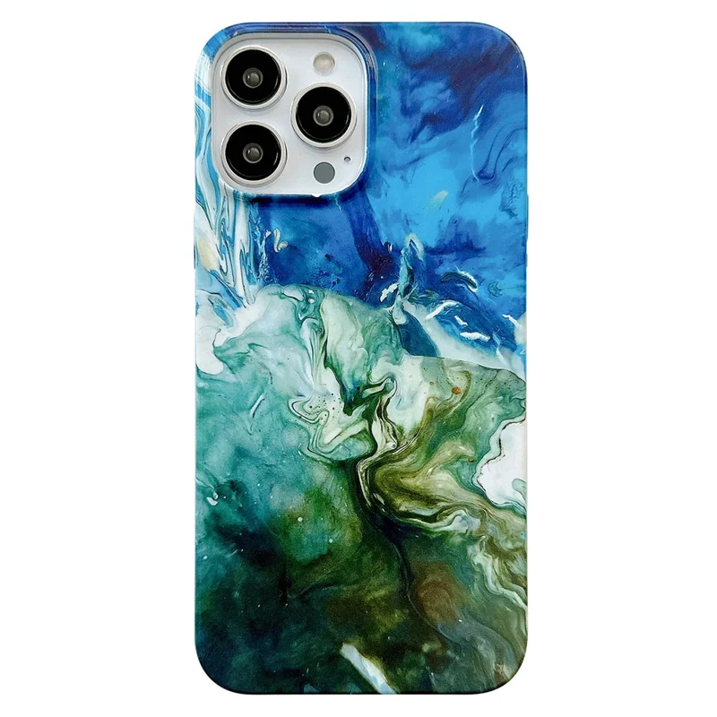 ARU Para iPhone 14 Pro Cubierta TPU Impresión por Transferencia de Agua Funda Protectora del Teléfono - Sombra Azul