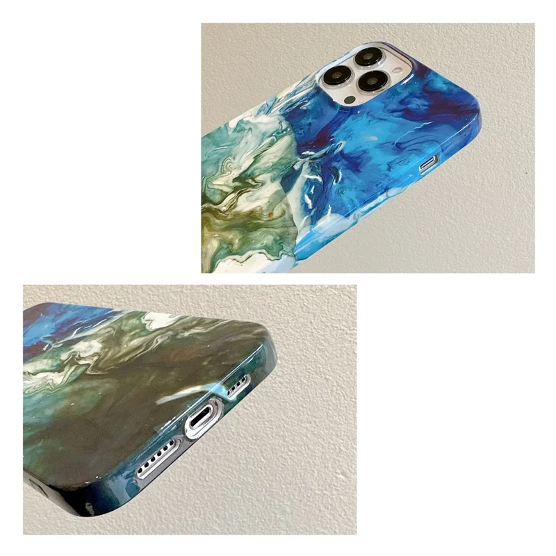 ARU Para iPhone 14 Pro Cubierta TPU Impresión por Transferencia de Agua Funda Protectora del Teléfono - Sombra Azul