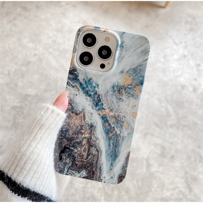 ARU Per iPhone 13 Pro Max Custodie per Telefoni Cellulari Stampa a Trasferimento Acqua TPU Cover Morbida - Marmo Verde Nerastro