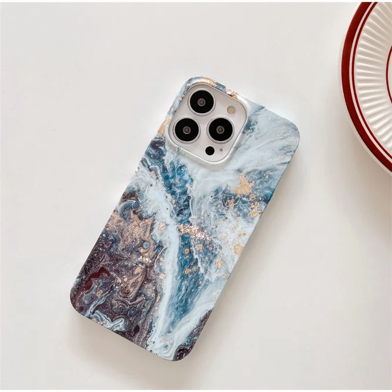 ARU Per iPhone 13 Pro Max Custodie per Telefoni Cellulari Stampa a Trasferimento Acqua TPU Cover Morbida - Marmo Verde Nerastro