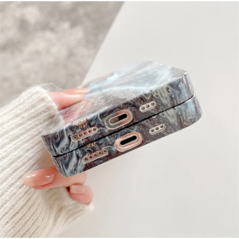 ARU Per iPhone 13 Pro Max Custodie per Telefoni Cellulari Stampa a Trasferimento Acqua TPU Cover Morbida - Marmo Verde Nerastro