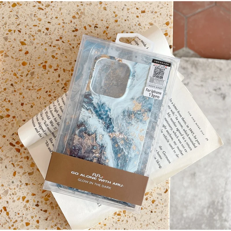ARU Per iPhone 13 Pro Max Custodie per Telefoni Cellulari Stampa a Trasferimento Acqua TPU Cover Morbida - Marmo Verde Nerastro