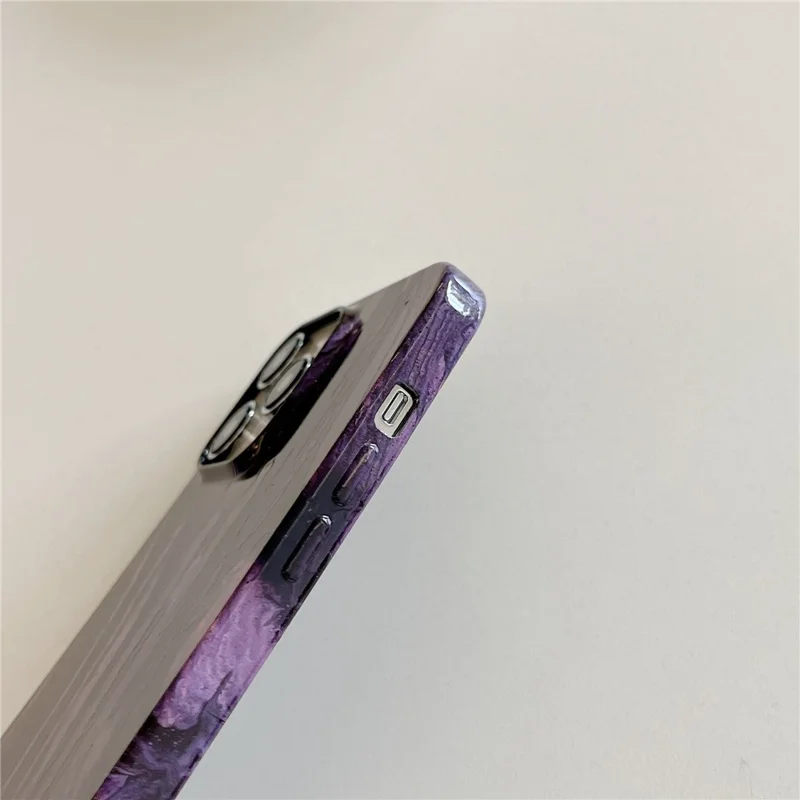 ARU Para iPhone 14 Pro Max Casos de Teléfono Celular Impresión por Transferencia de Agua TPU Anti-Caída Cubierta - Púrpura Oscuro
