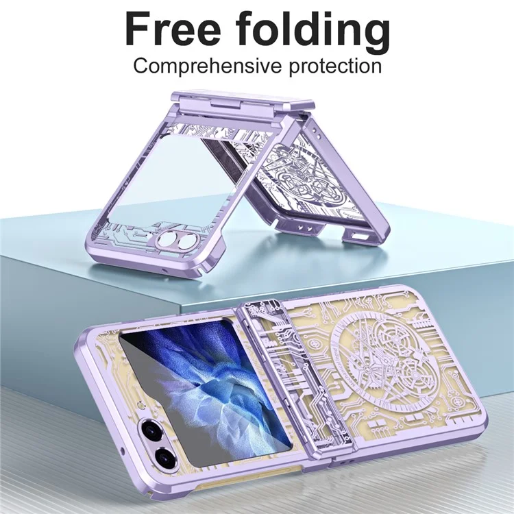 Série Mechanical Legend para Samsung Galaxy Z Flip6 5G / Z Flip5 5G Capa Electroplating Hard PC Cover - Roxo