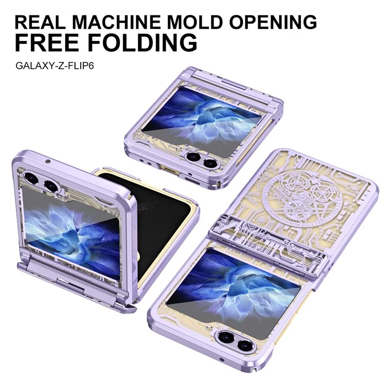 Série Mechanical Legend para Samsung Galaxy Z Flip6 5G / Z Flip5 5G Capa Electroplating Hard PC Cover - Roxo