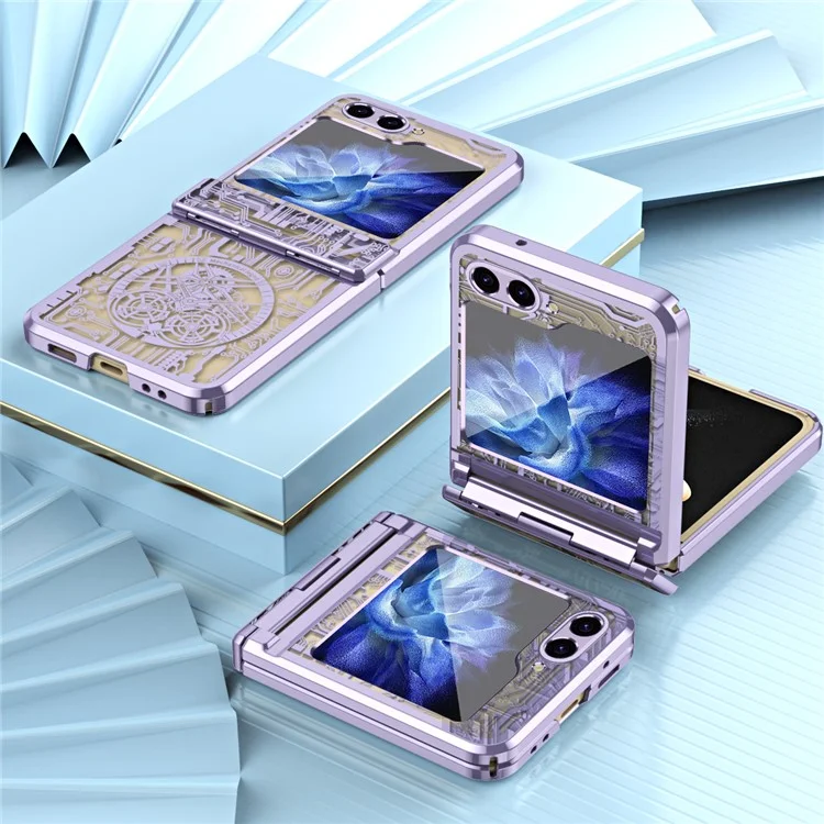 Série Mechanical Legend para Samsung Galaxy Z Flip6 5G / Z Flip5 5G Capa Electroplating Hard PC Cover - Roxo