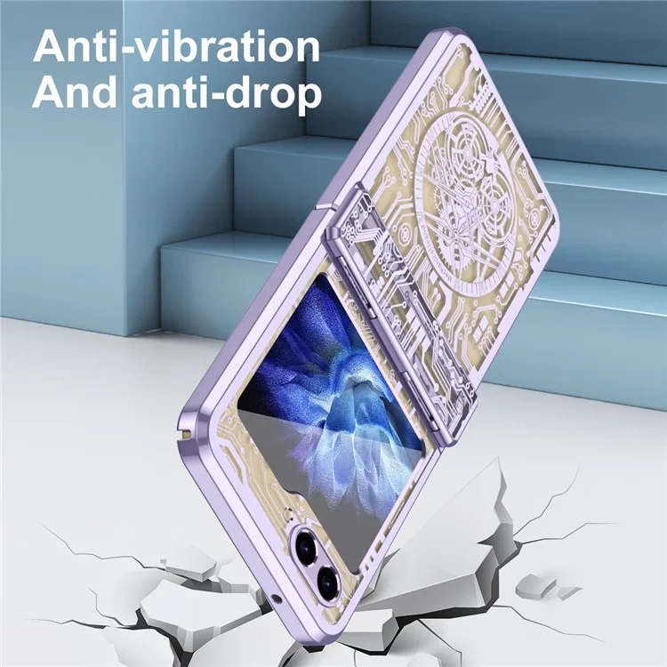 Série Mechanical Legend para Samsung Galaxy Z Flip6 5G / Z Flip5 5G Capa Electroplating Hard PC Cover - Roxo