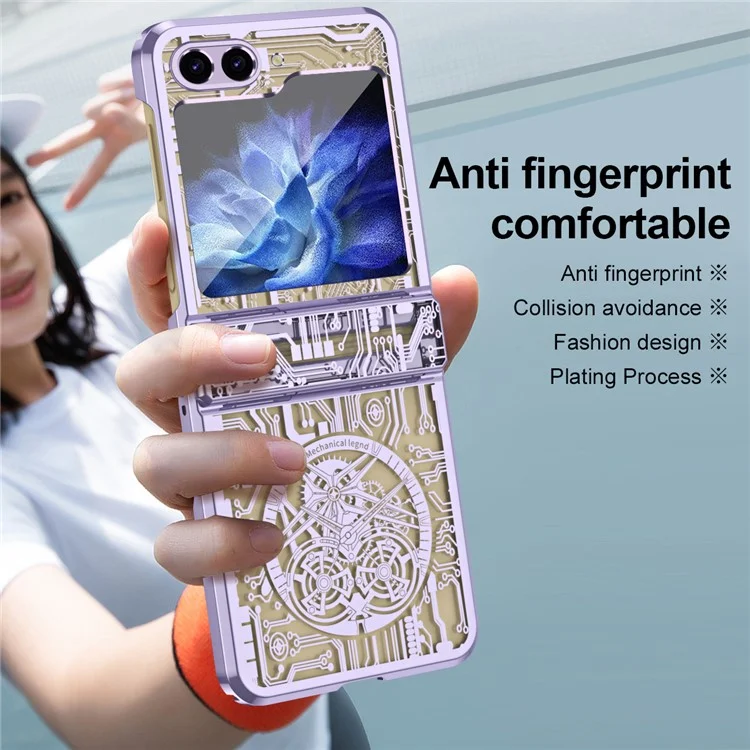 Série Mechanical Legend para Samsung Galaxy Z Flip6 5G / Z Flip5 5G Capa Electroplating Hard PC Cover - Roxo